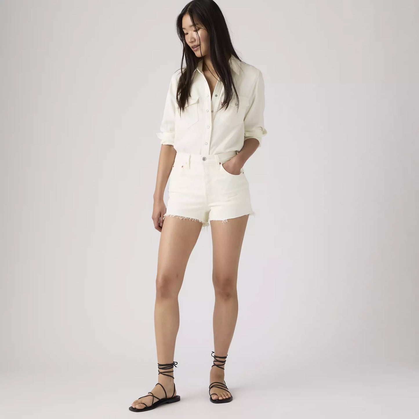 Pantaloncini Levis 501 denim bianco