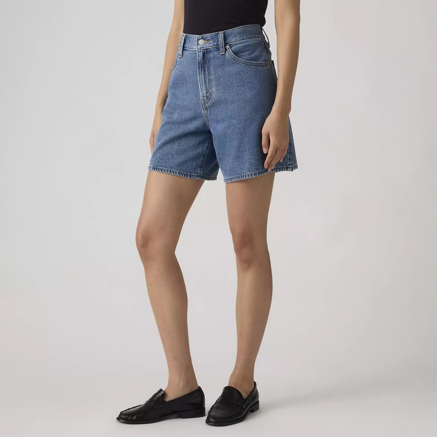Pantaloncini High-rise baggy over denim blu