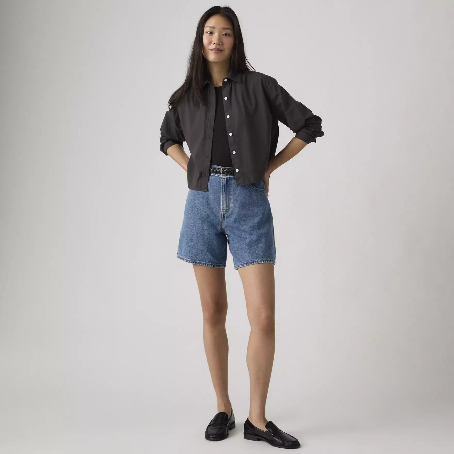 Pantaloncini High-rise baggy over denim blu