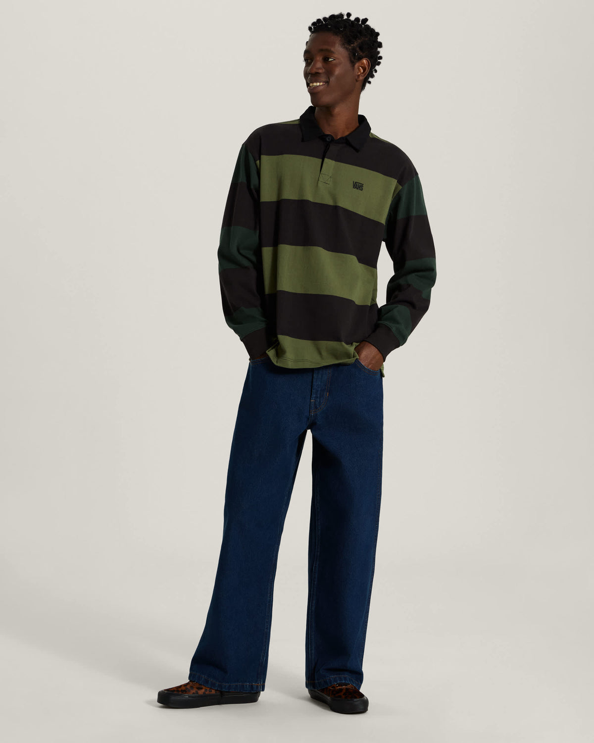 Polo Vans a righe verde nero