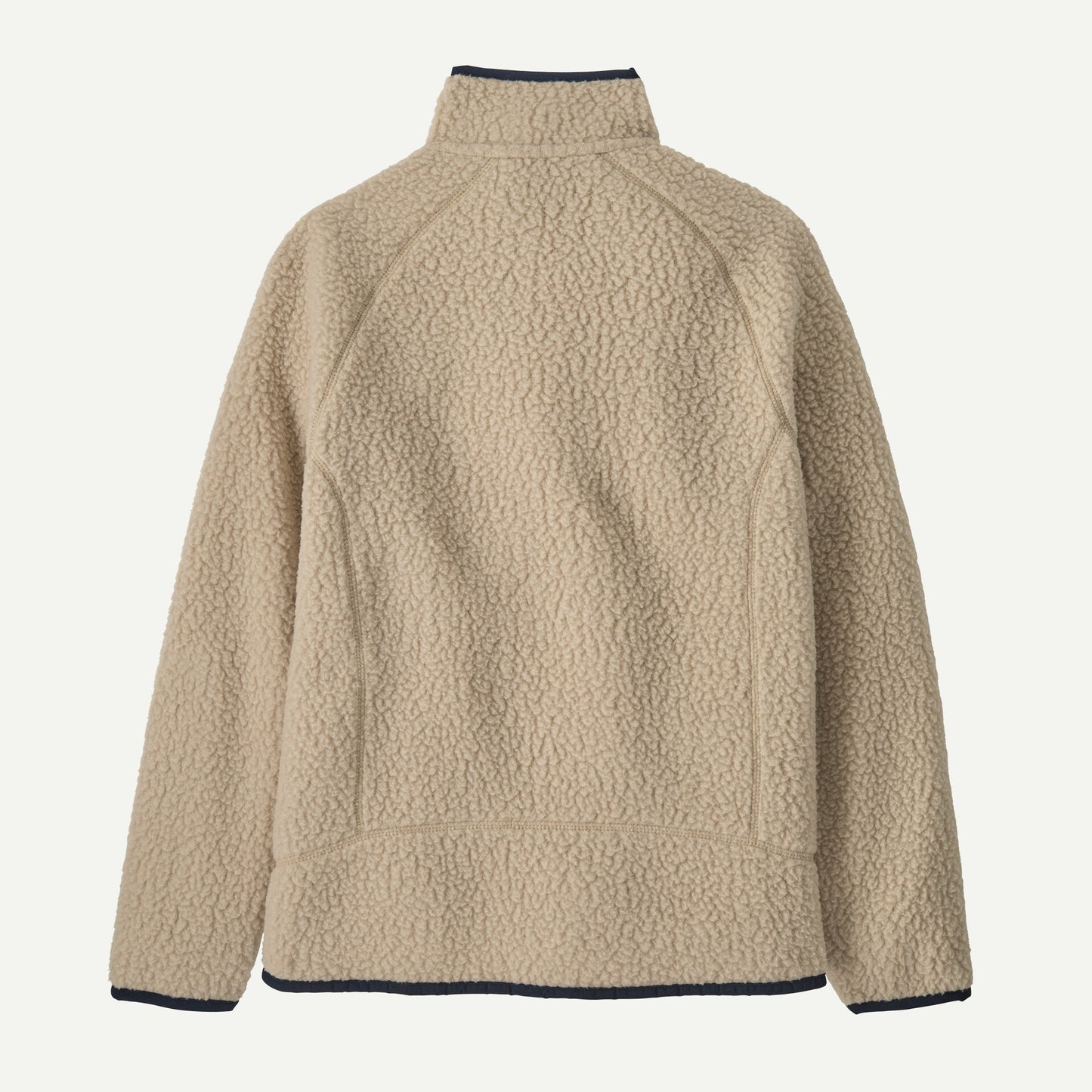 Felpa retro in pile full zip panna