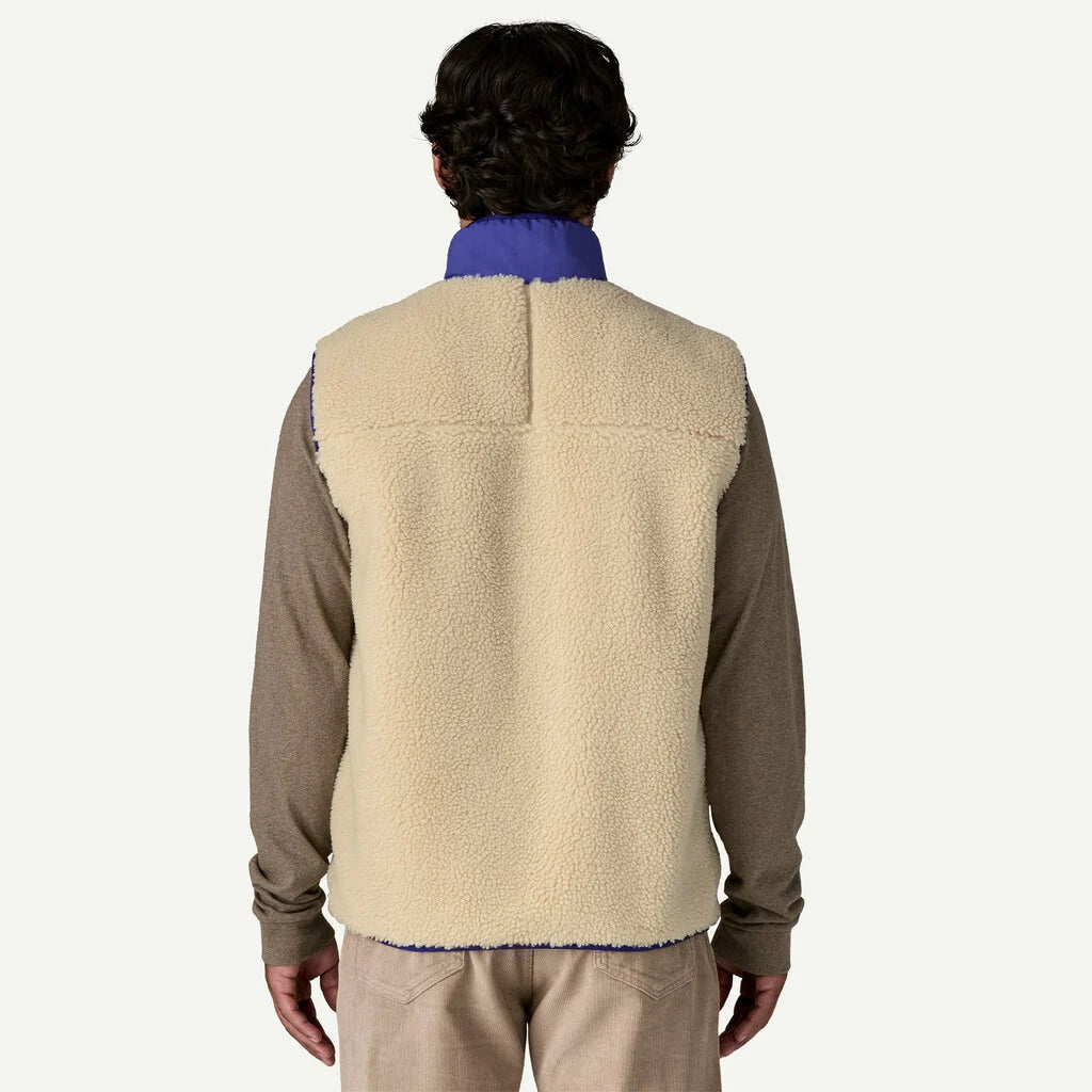 Gilet Classic retro in pile panna/blu