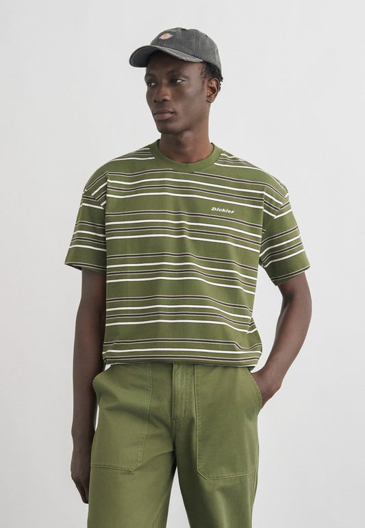 T-Shirt East liberty a righe bianco verde