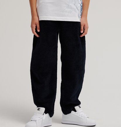 Pantalone barrel in corda nero - 8/14 ANNI