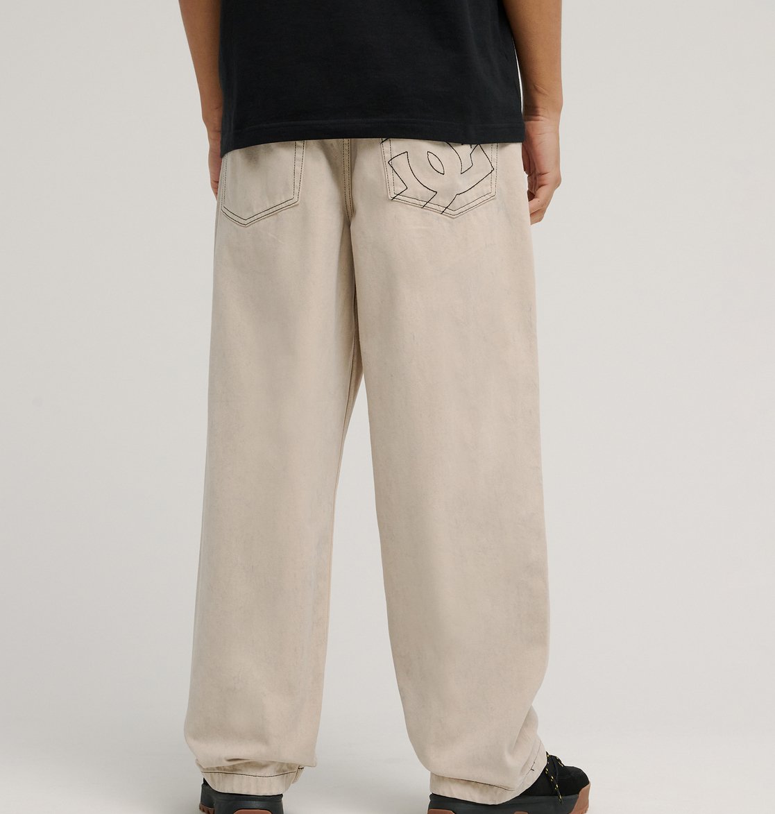 Jeans baggy denim beige