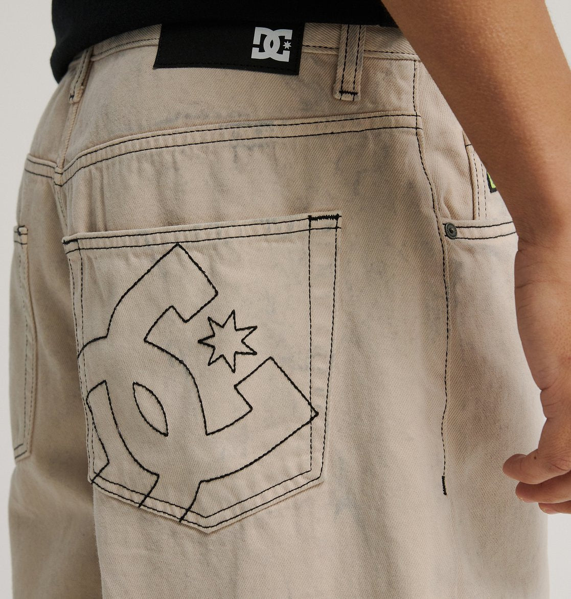 Jeans baggy denim beige