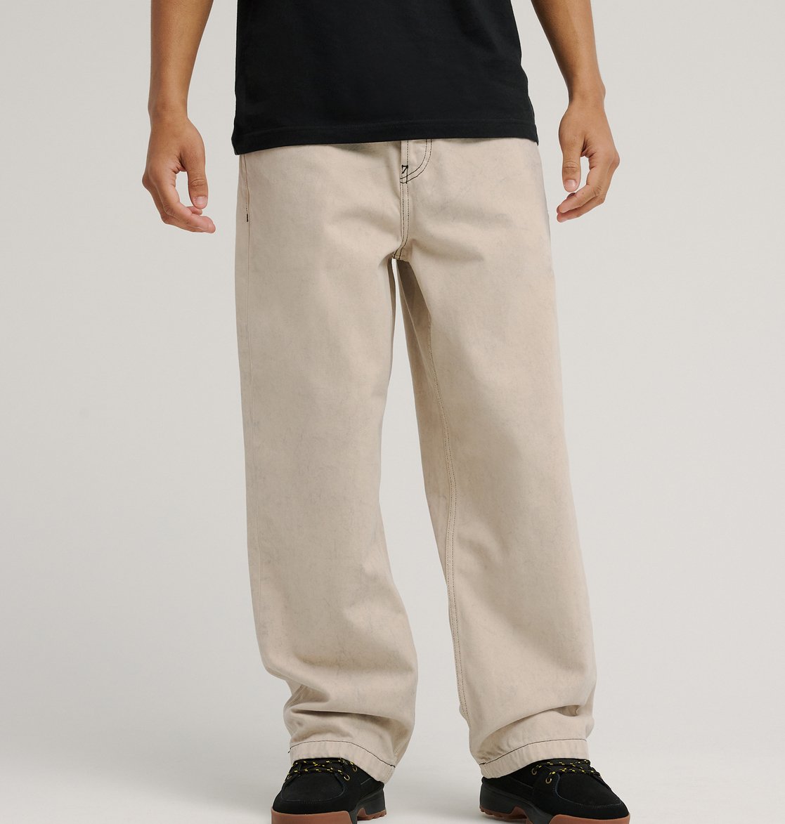 Jeans baggy denim beige