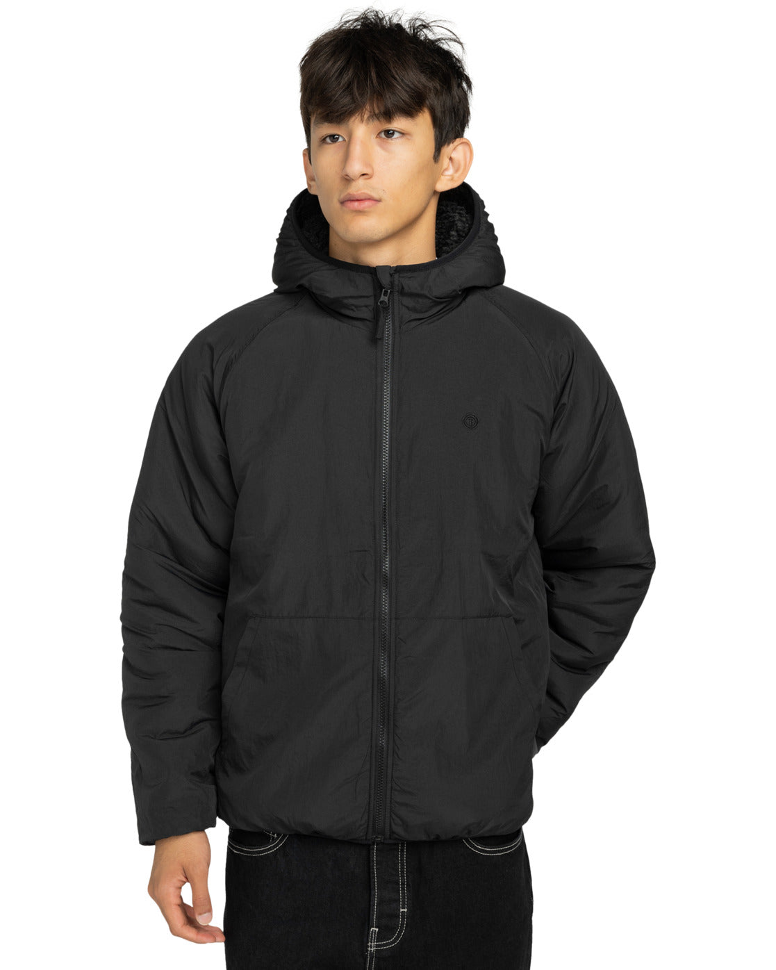 Giacca Wolfe reversibile con cappuccio in pile nero