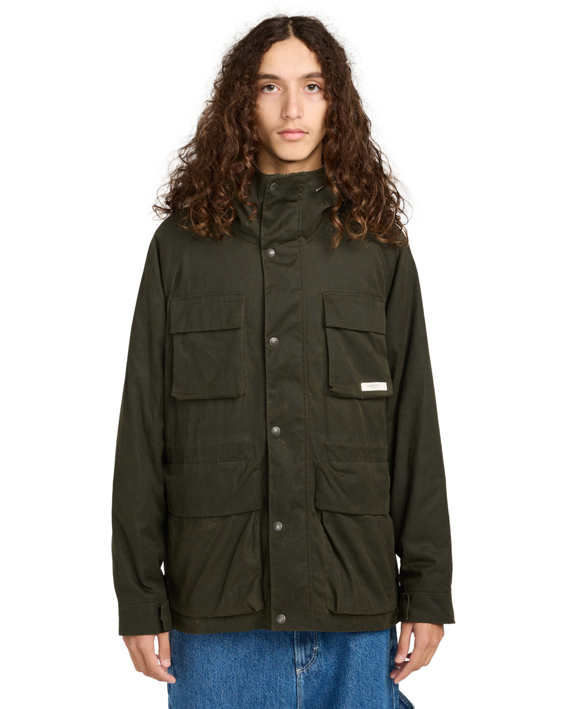 Giacca Field waxed con cappuccio verde