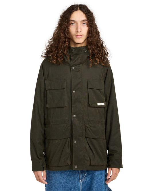 Giacca Field waxed con cappuccio verde
