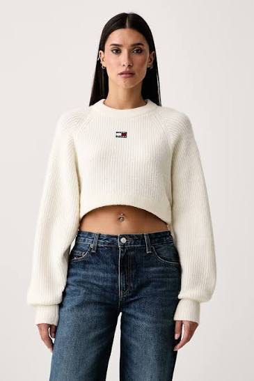 Maglione Tommy Jeans crop bianco