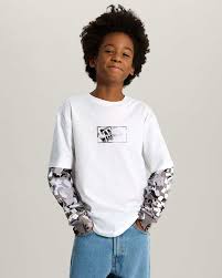 T-shirt Vans a manica lunga bianco/camo - 10/14 ANNI