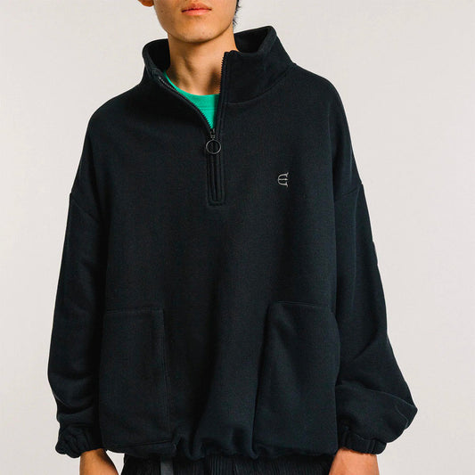 Felpa Mind land in micropile full zip girocollo nero