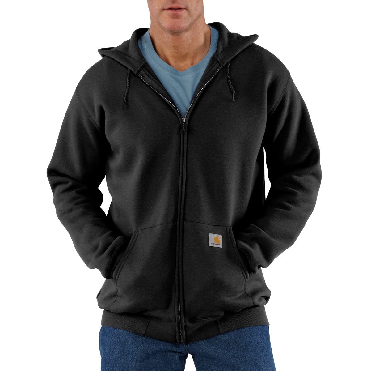 Felpa Midweight full zip con cappuccio nero