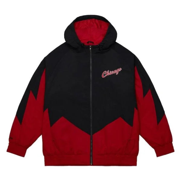 Giacca Chicago Bulls Retro full zip con cappuccio nero/rosso