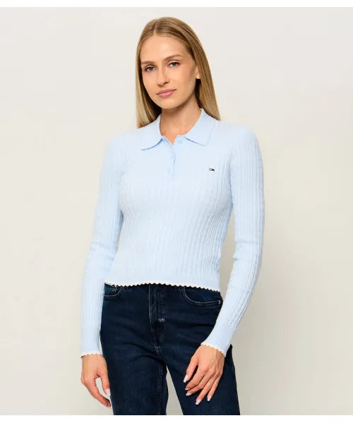 Polo a maglioncino Tommy Jeans celeste