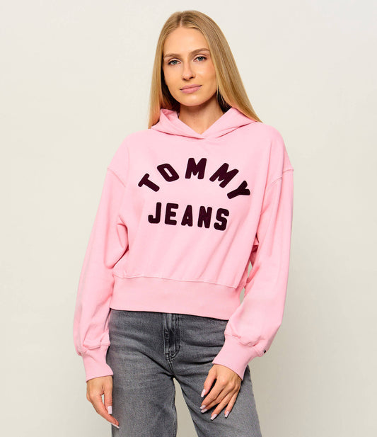 Felpa Tommy jeans con cappuccio rosa