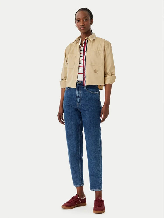 Camicia manica corta Tommy jeans crop sabbia