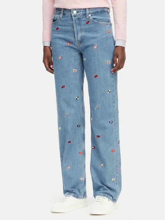 Jeans Layra slim con bandierine