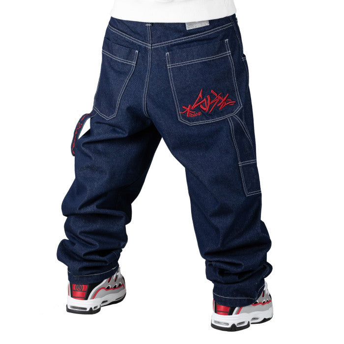 Jeans Blue skin in denim scuro scritta rossa