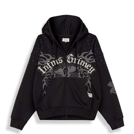 Felpa Grimey con cappuccio full zip nero
