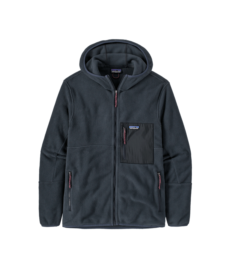 Felpa Microdini in pile full zip con cappuccio blu