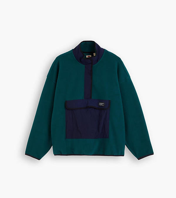 Pile Polar Mock Neck in pile girocollo verde/blu